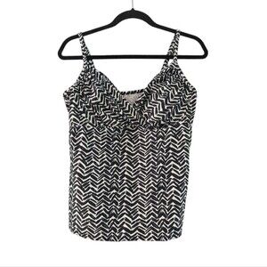 Merona Tankini Top XL Black White